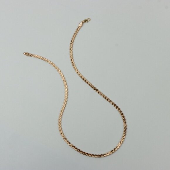 Elegant Rose Gold Wave Chain Necklace High-Gloss Finish, XPNL0260 - Picture 9 of 9